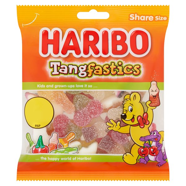 HARIBO Tangfastics Fruit & Cola Flavour Fizzy Jelly Sweets Sharing Bag 140g