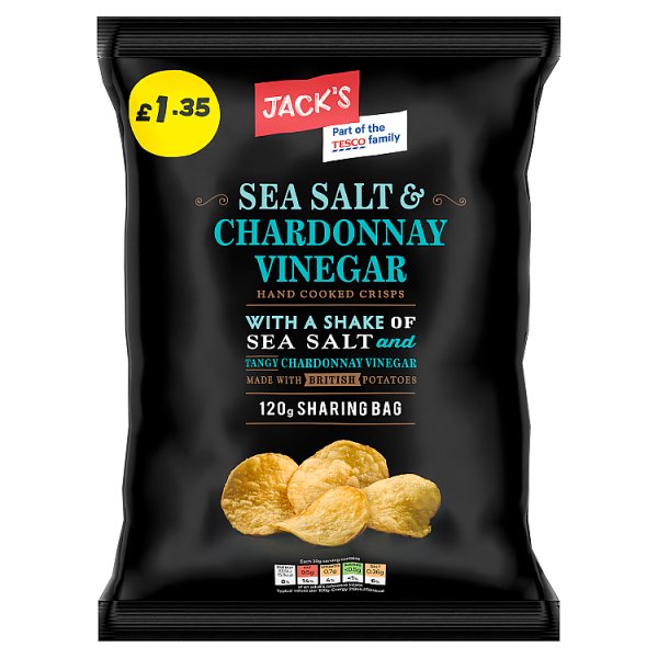 Jack's Sea Salt & Chardonnay Vinegar Hand Cooked Crisps 120g