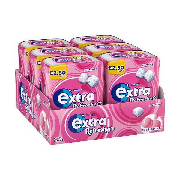 Extra Refreshers Bubblemint Sugarfree Chewing Gum Bottle 30 Pieces