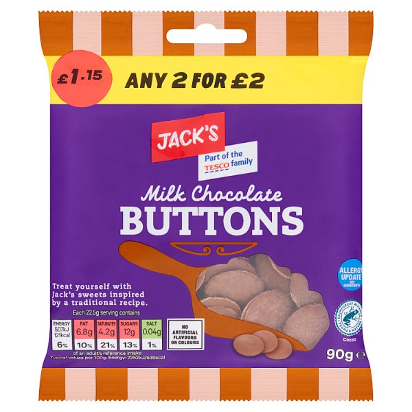 Jack's Milk Chocolate Buttons 90g