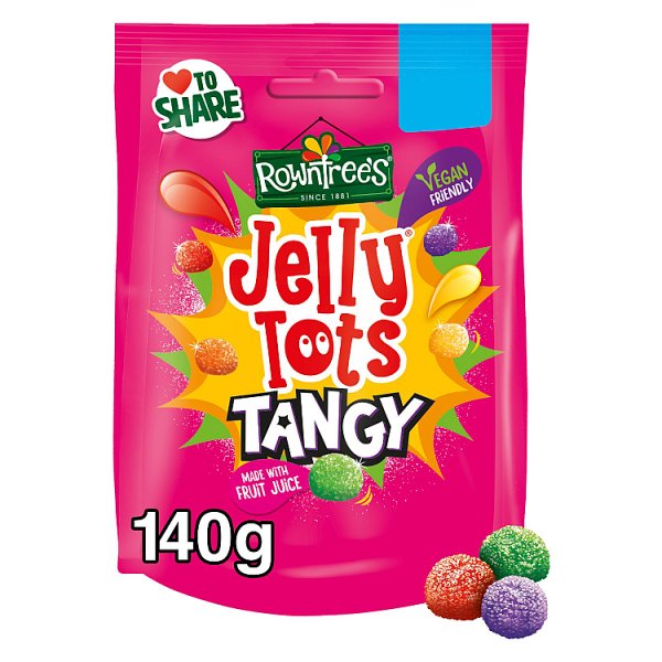 Rowntree's Jelly Tots Tangy Sweets Sharing Bag 140g