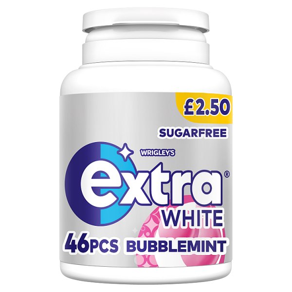 Extra White Chewing Gum Bottle Sugar Free Bubblemint x46 Pieces