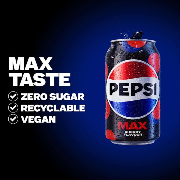 Pepsi Max Cherry No Sugar Cola Cans 18 x 330ml