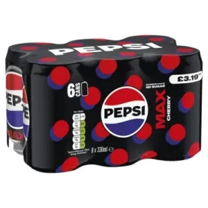 Pepsi Max No Sugar Cola Cans 6 x 330ml