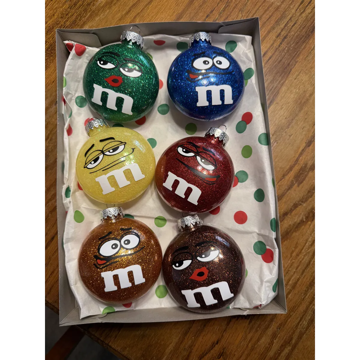 M&M face ornament set of 6