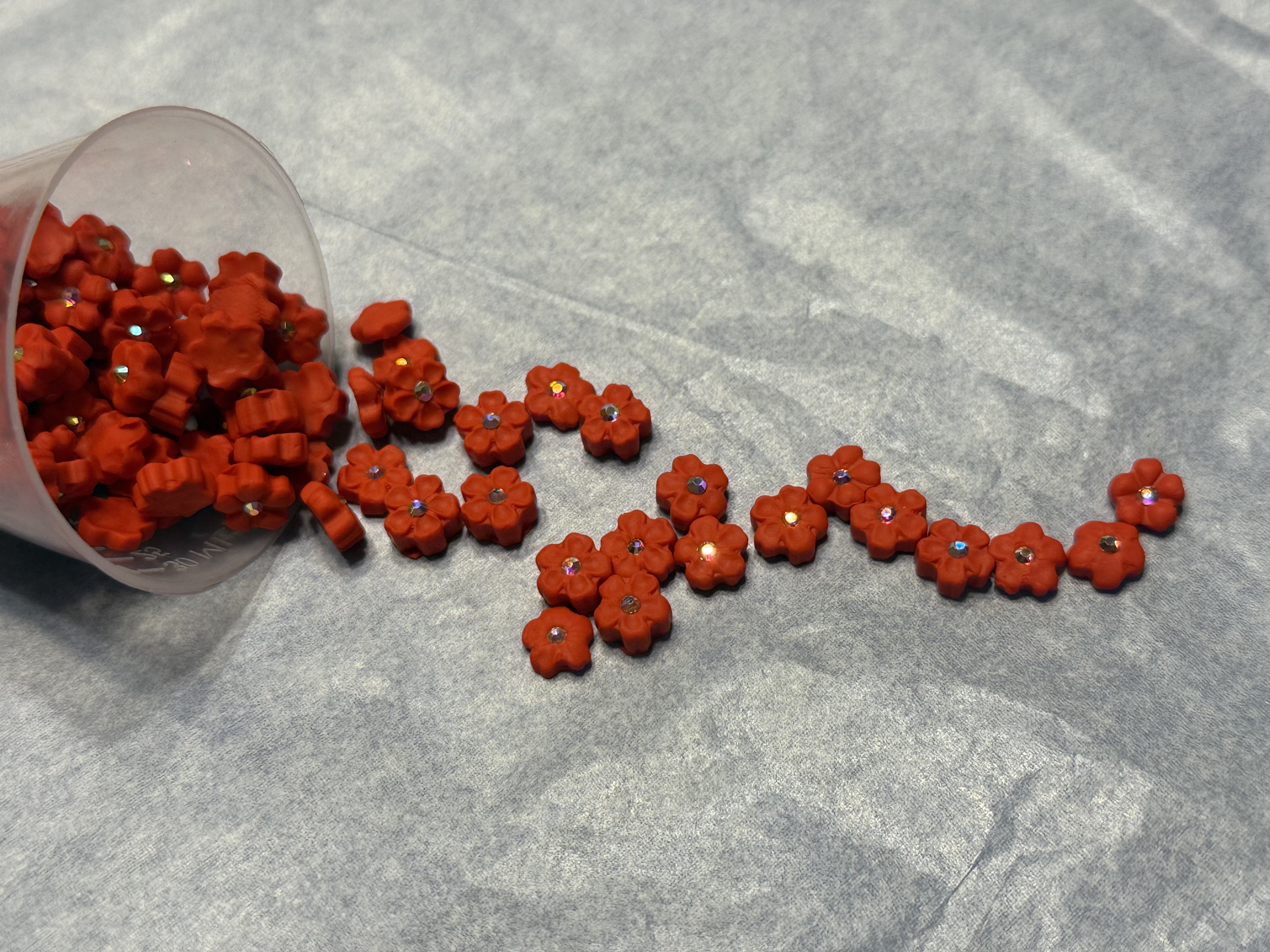 Red clay Flowers with stud