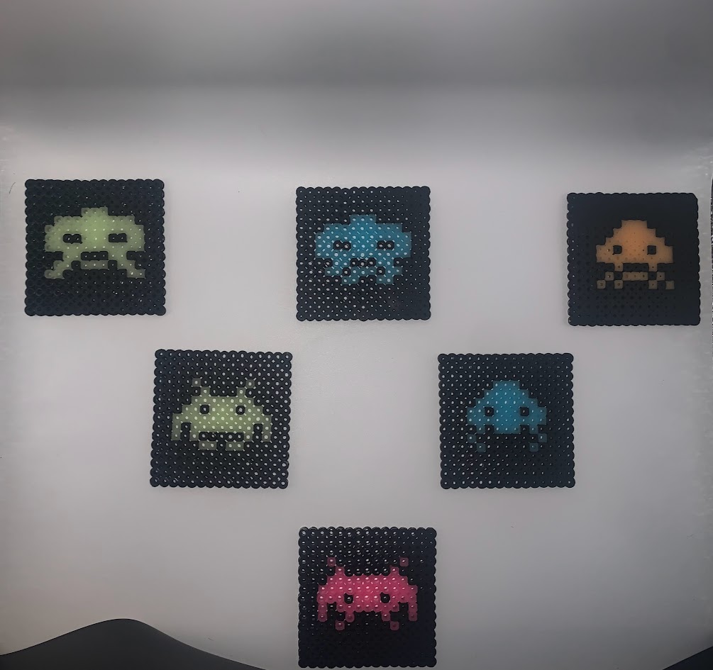 space invader coaster set 6pc