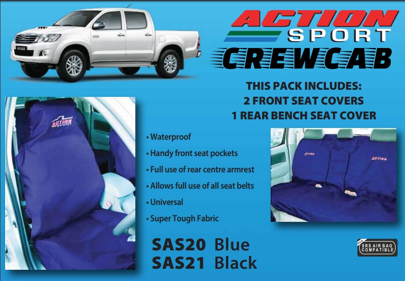 RhinosAutostyling Heavy Duty Waterproof Seat Covers For Toyota Hi-Lux 4x4 - Black Front Pair