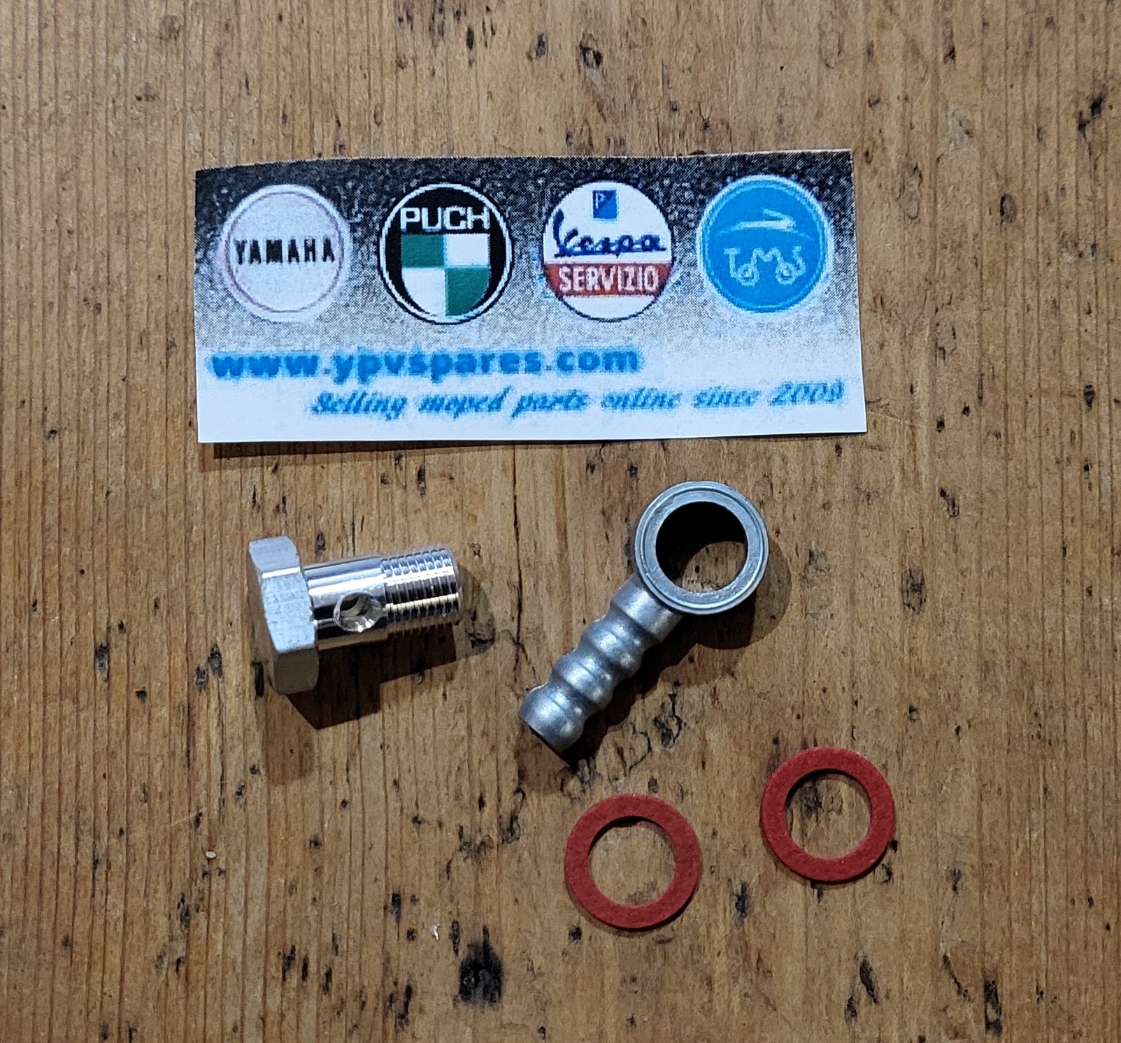 Bing carb fuel banjo complete, 4 pieces.