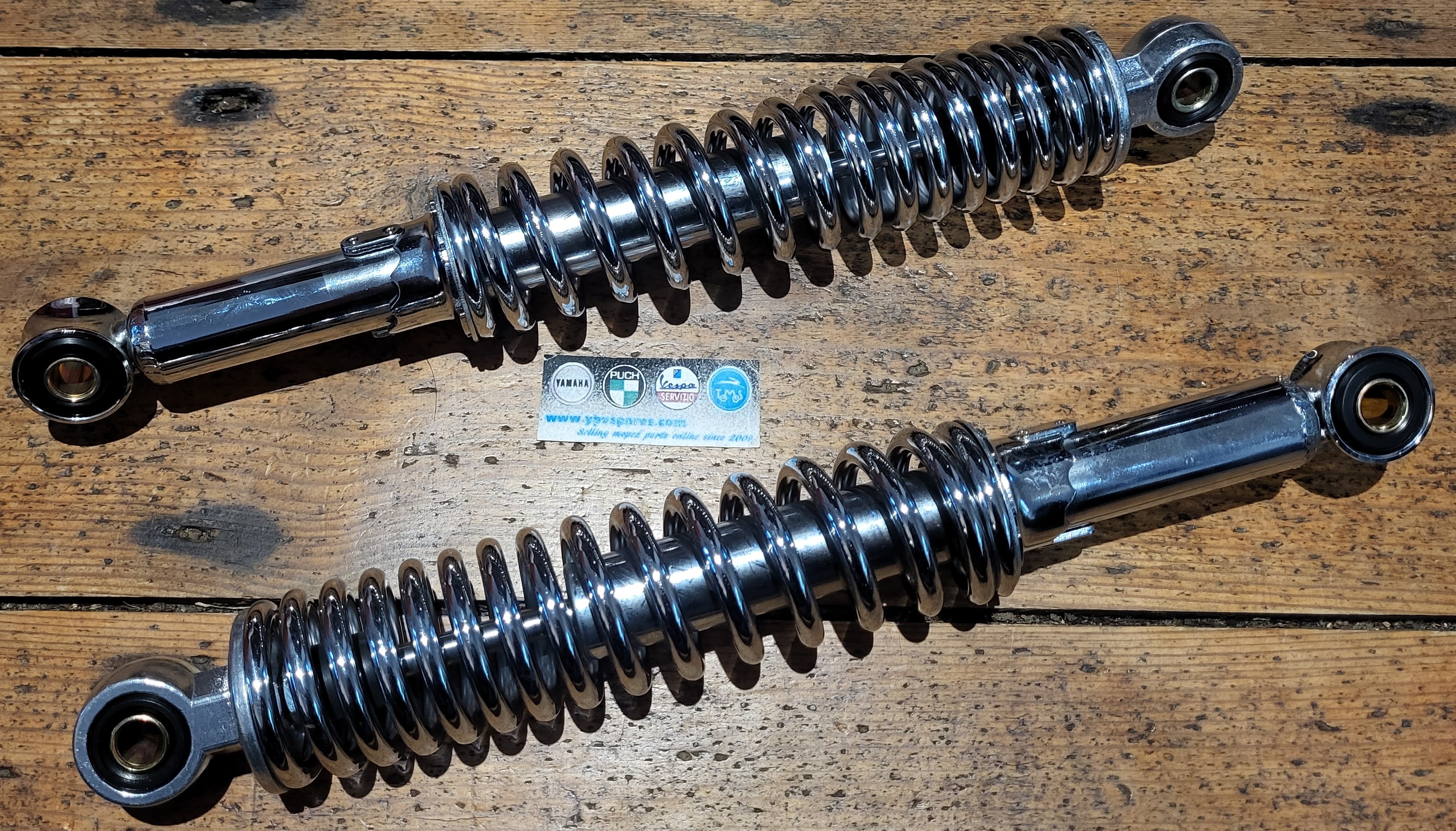 Shiny Chrome Shocks For Your Classic Honda S65, CL70, CT70, XL75, CL/CM/S90, CM91 – 335mm (13 1/8”) Adjustable Pair