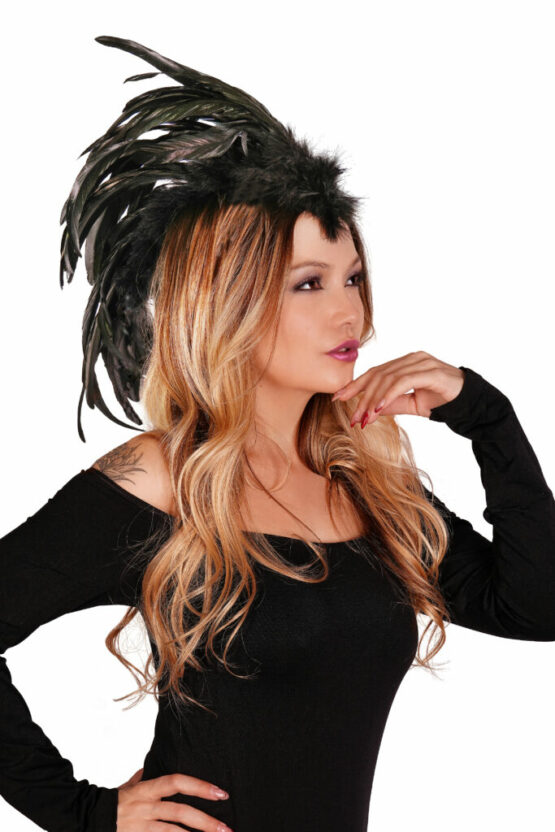 Black Feather Mohawk Headpiece