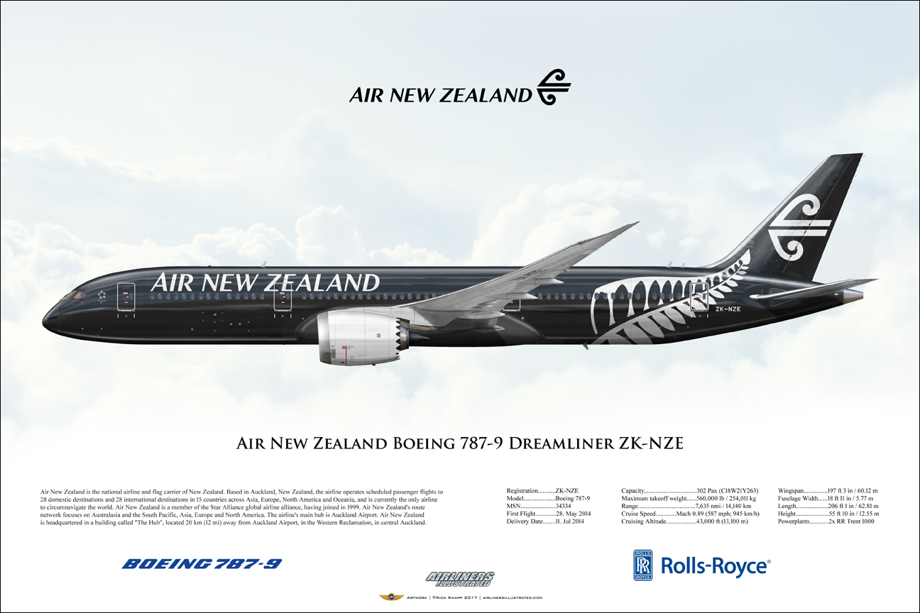 Airliners Illustrated® Air New Zealand Boeing 787-9