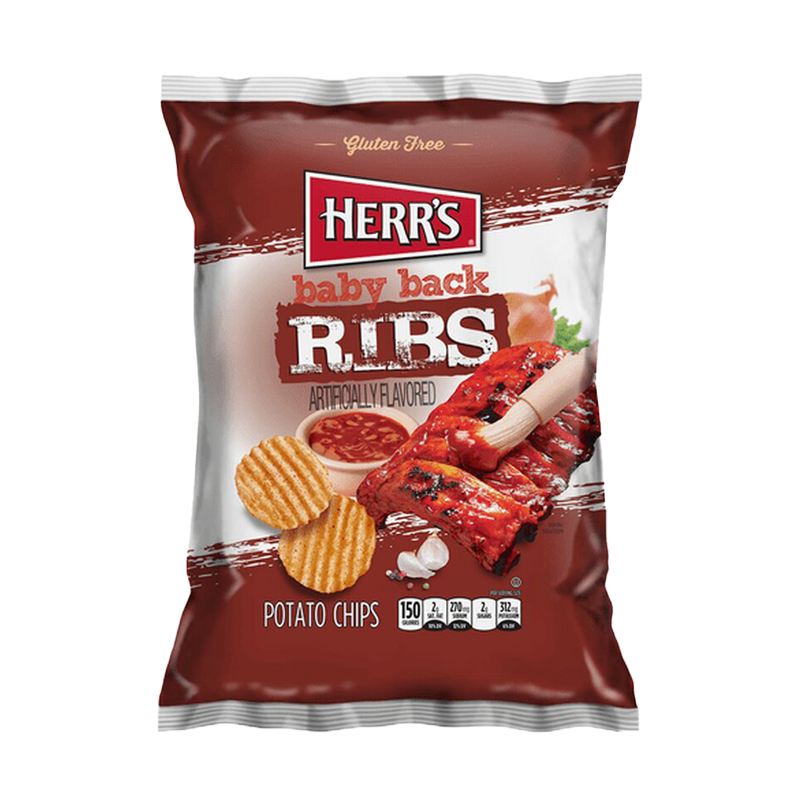 Herr's Baby Back Ribs Potato Chips 28.4g Bag Herrs American Crisps