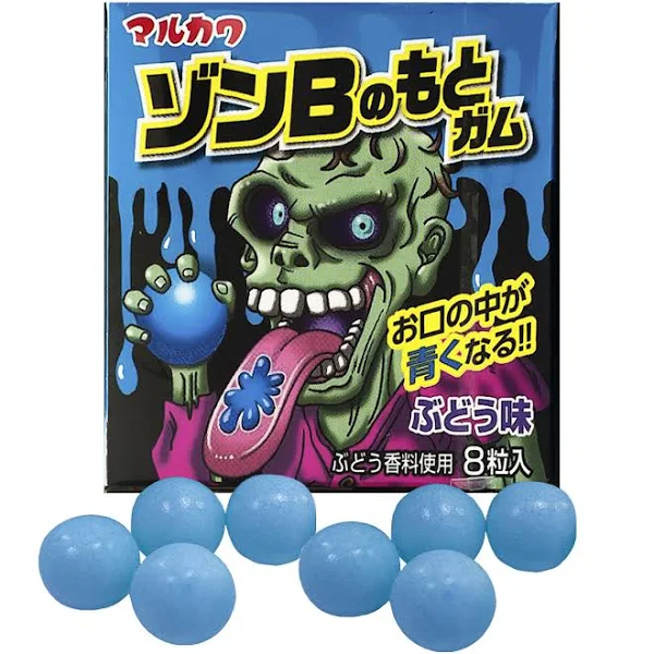 Marukawa Zombie Blue Grape Chewing Gum Pieces 12.5g No Moto Pack