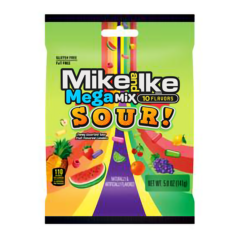 Mike and Ike Mega Mix Sour Chewy Jelly Beans Candy Sours 141g Bag