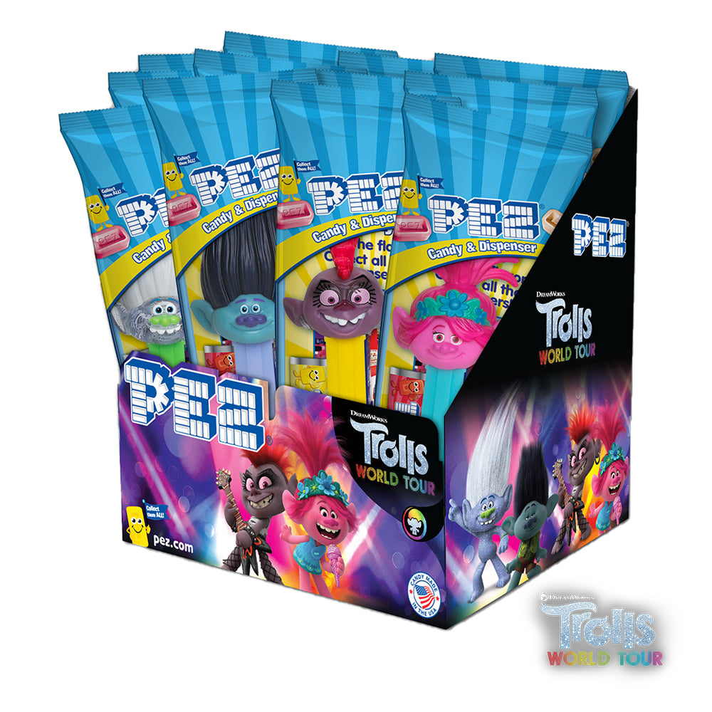 PEZ Trolls Sweets Dispenser Plus 2 Fruit Candy Refill Packs 16.4g