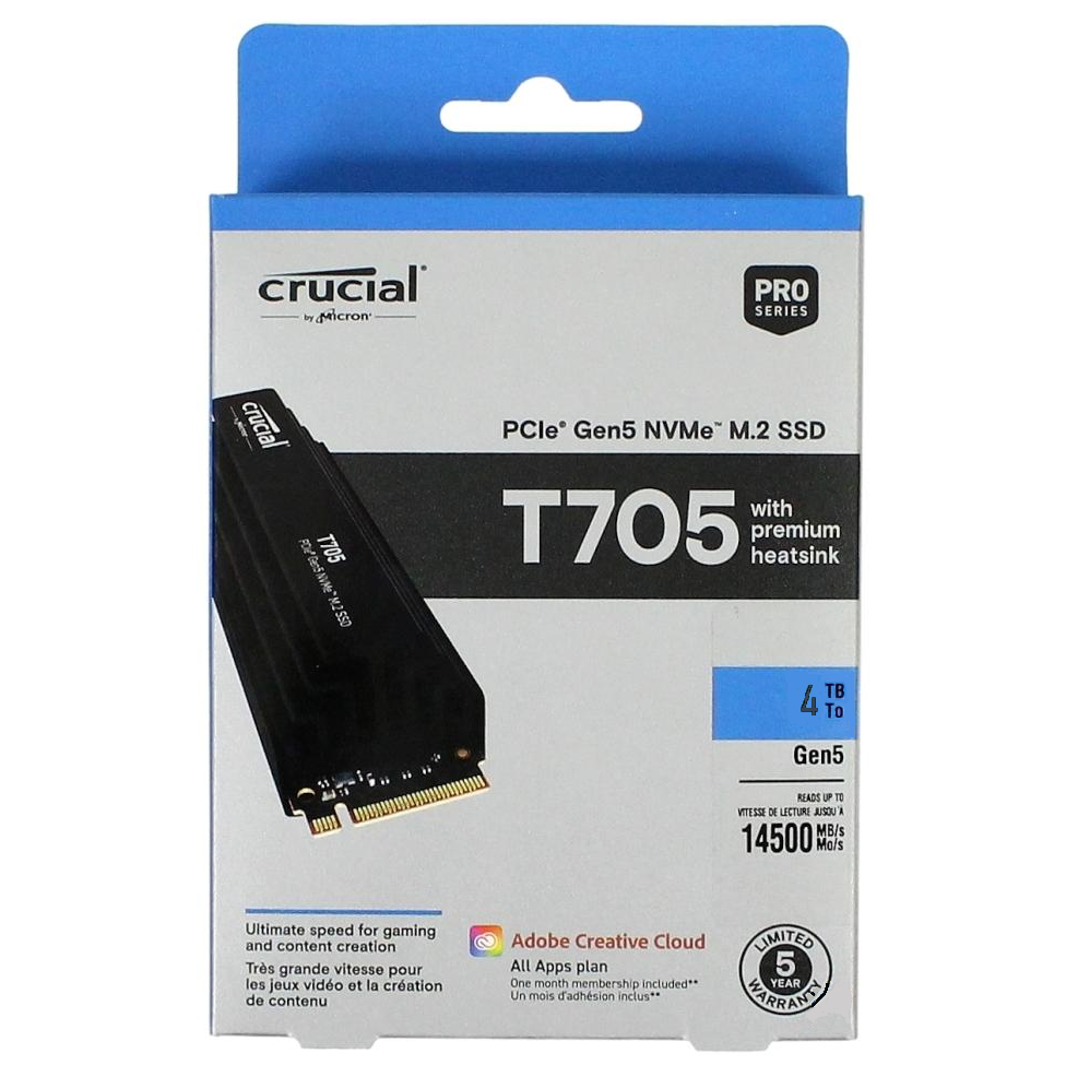Crucial 4TB T705 NVMe Gen5 M.2 SSD with Heatsink