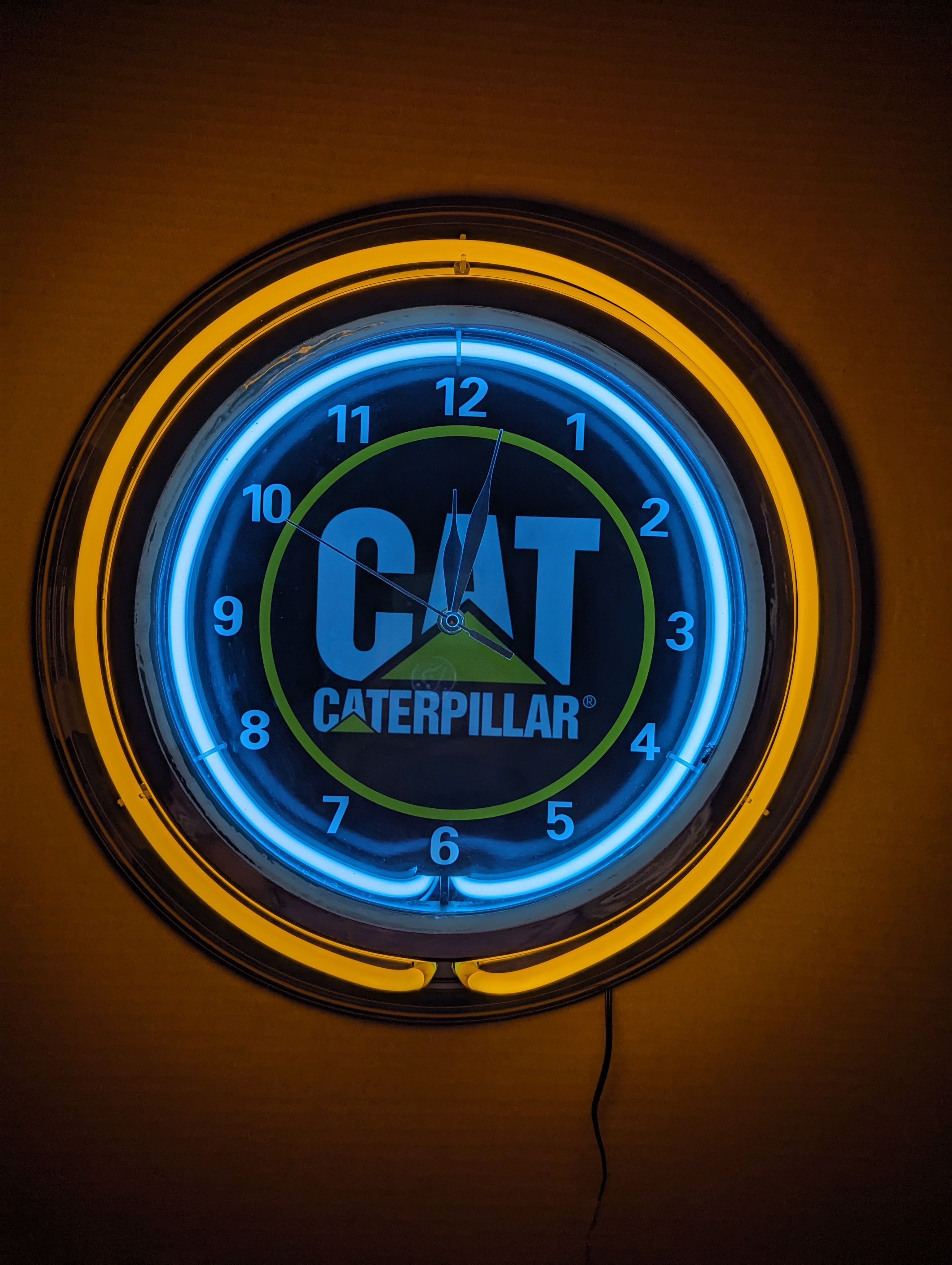 New Caterpillar Double Band Neon Clock / CAT Neon Clock / Equipment