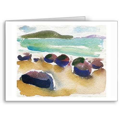 Moeraki Boulders greetings card by Jo Dunn