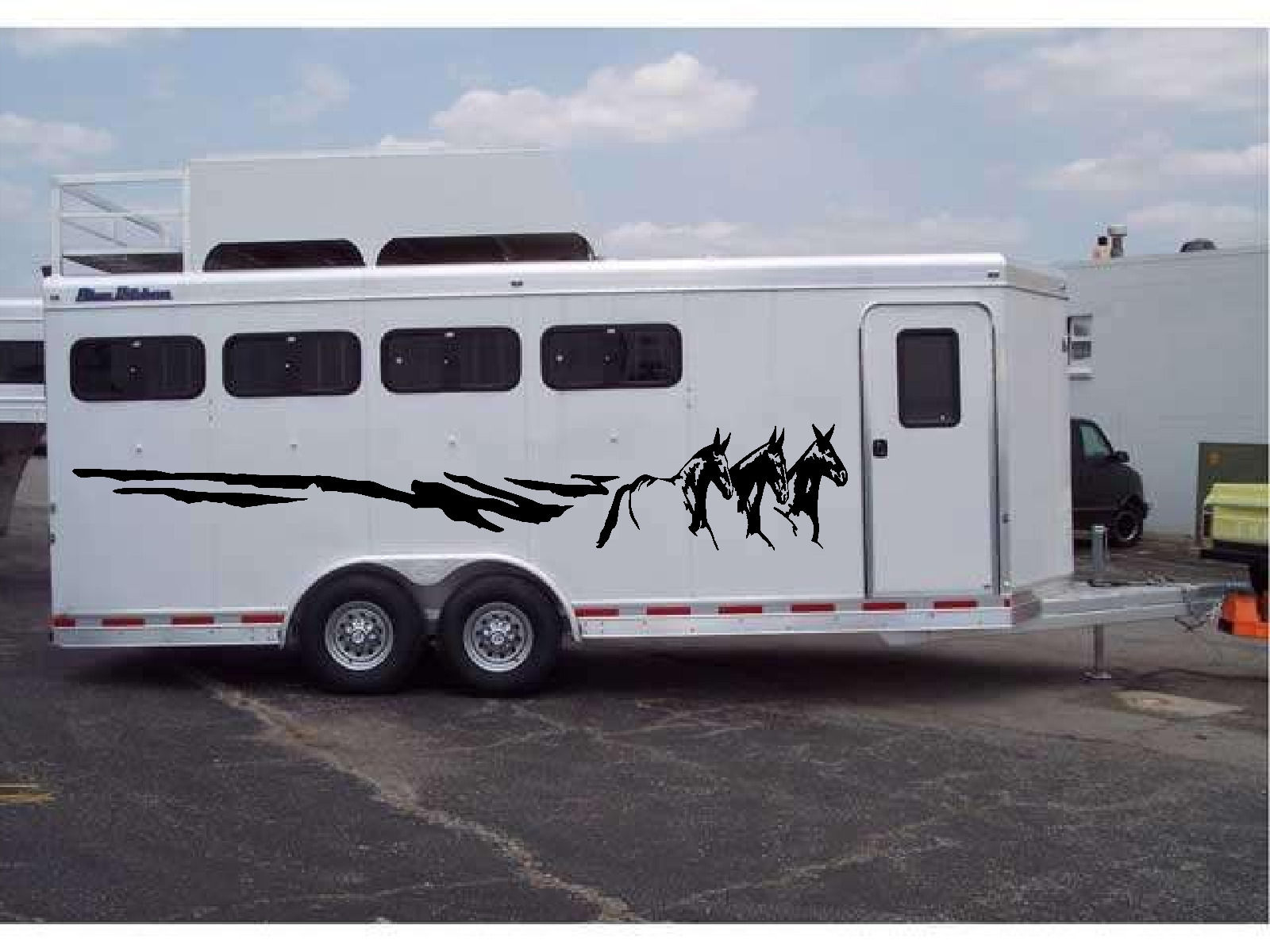 Mules Running Border Horse Trailer Decal Stickers 8x70 Set of 2 Stickers