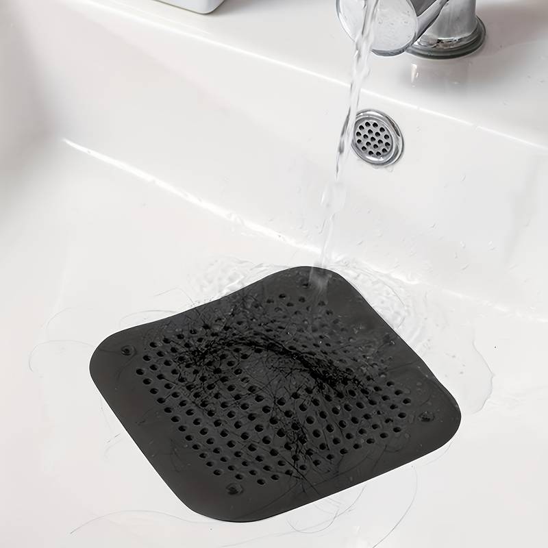 Hair Catcher Square Shower Drain Bathroom Stickers Cover Flat Silicone