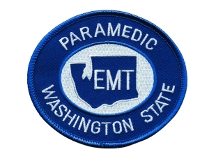 WA Washington State Emergency Paramedic Shoulder Patch Blue - White