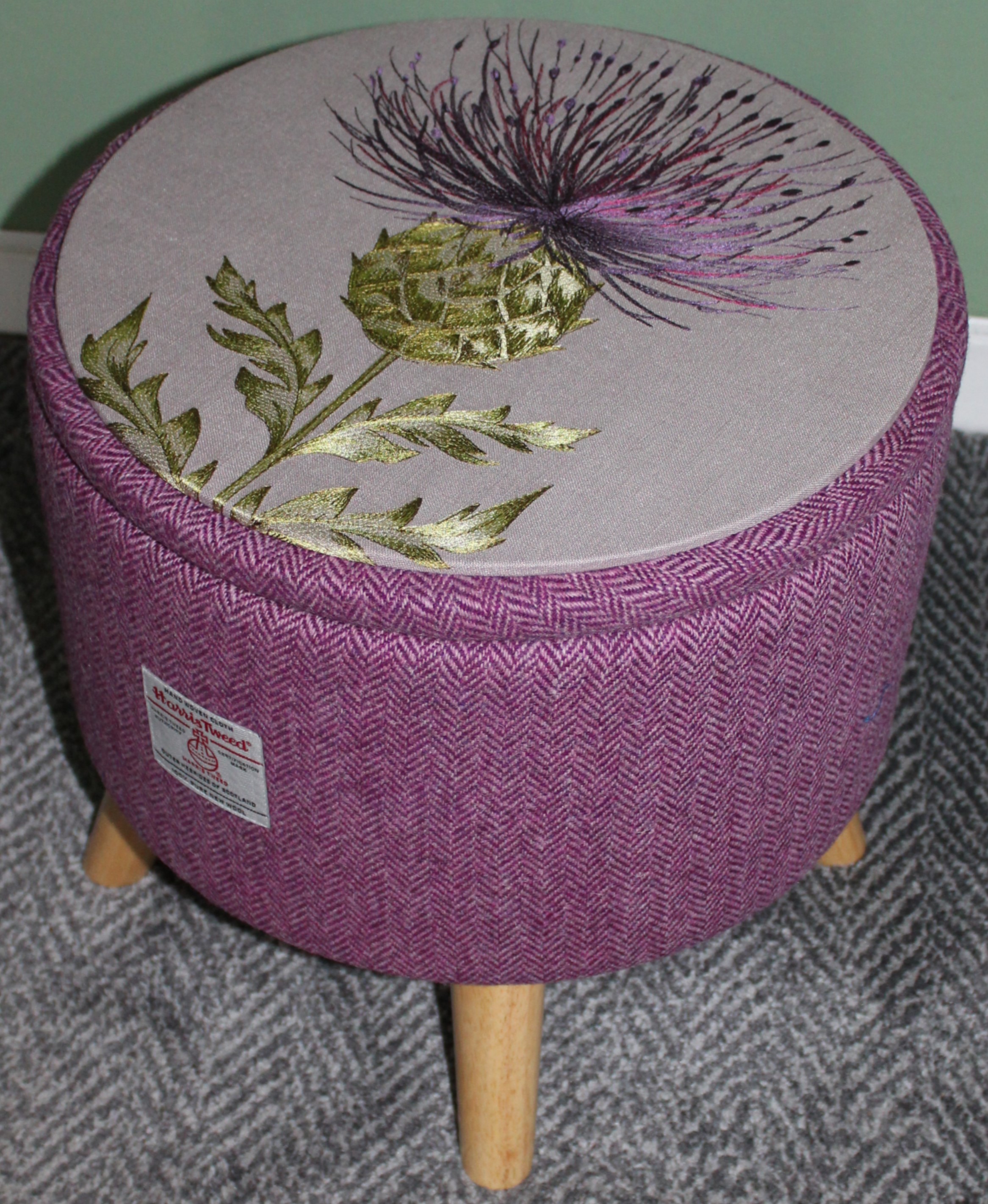 Large 40x40x40cm STORAGE Stool/Footstool Herringbone Harris Tweed