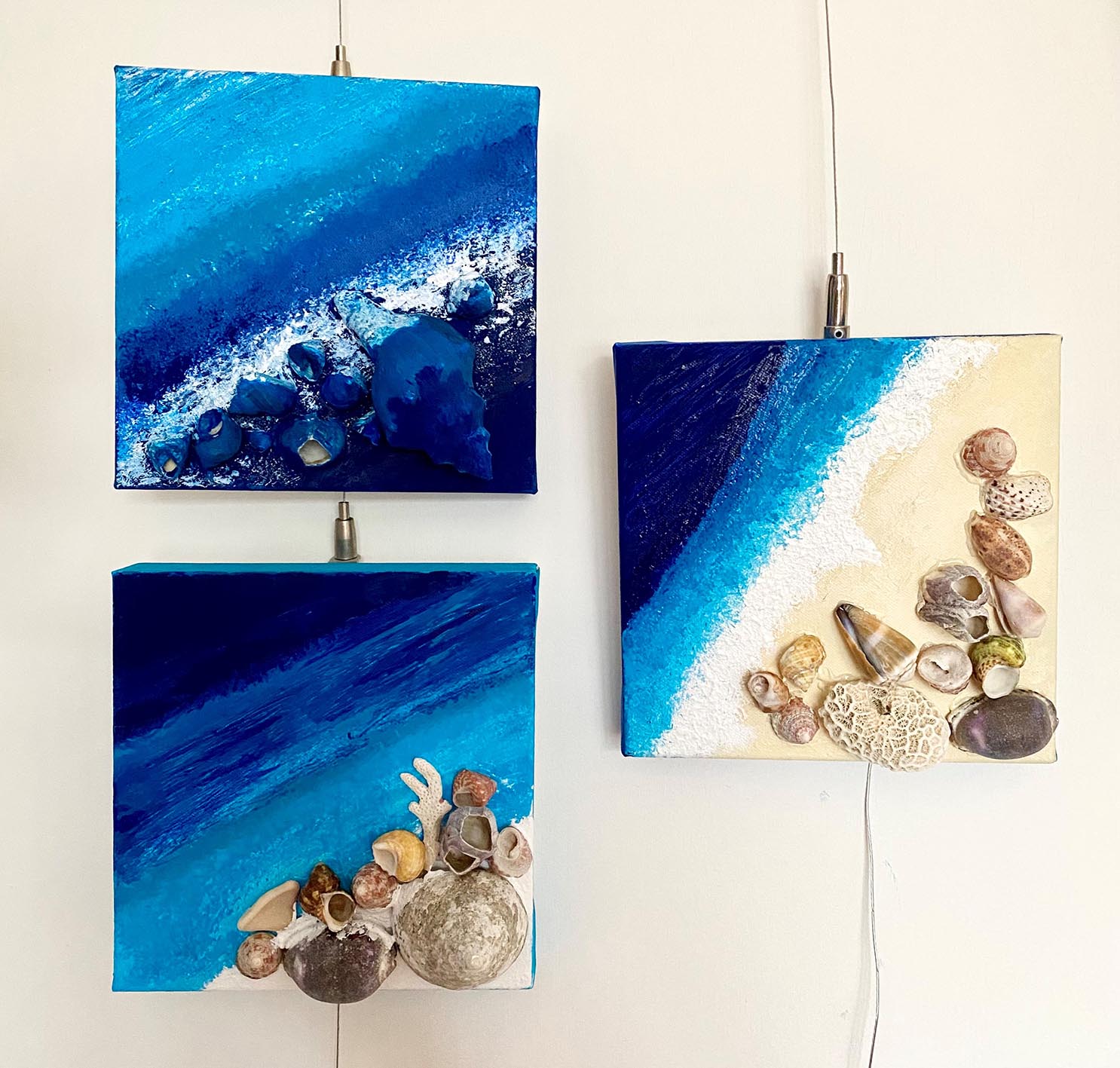 Blue Charm with shells #I#II#III | Acrylic on canvas