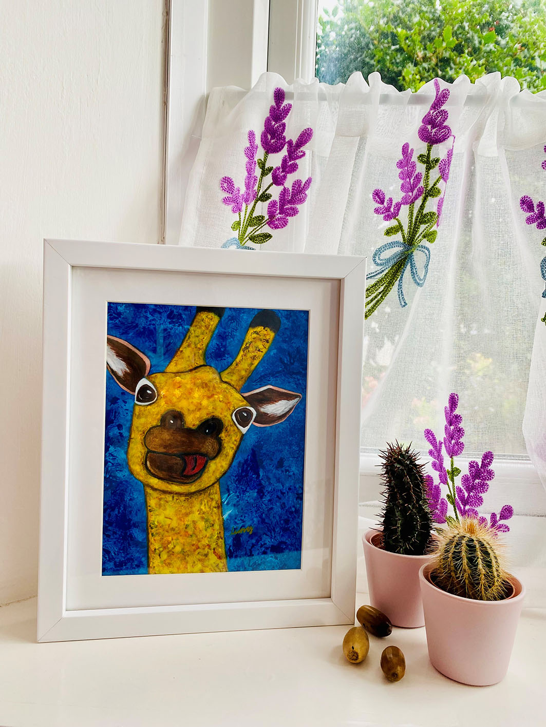 A Loveable Giraffe | Acrylic on rice paper
