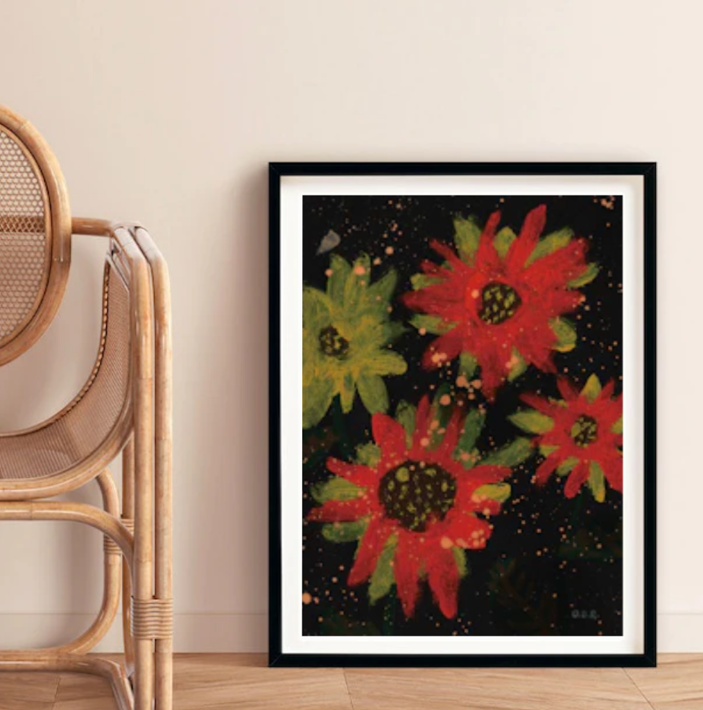Sunflowers at Night | Painted by Little artist O. D. R