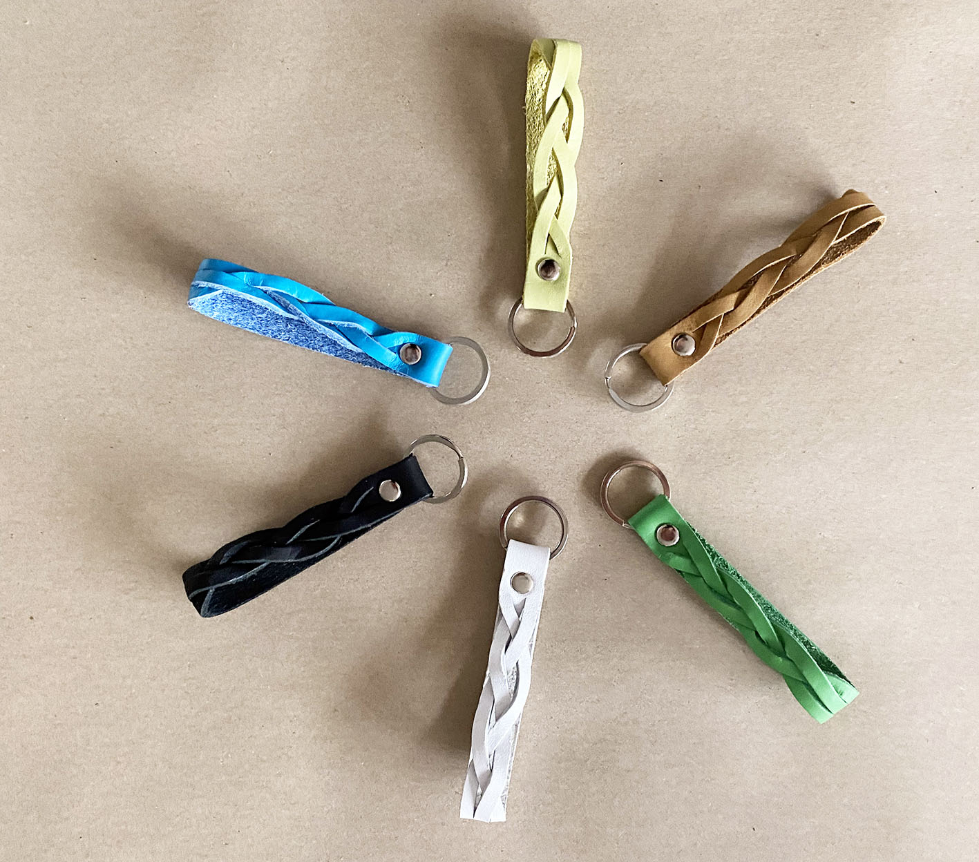 Genuine Braided Leather Keyring
