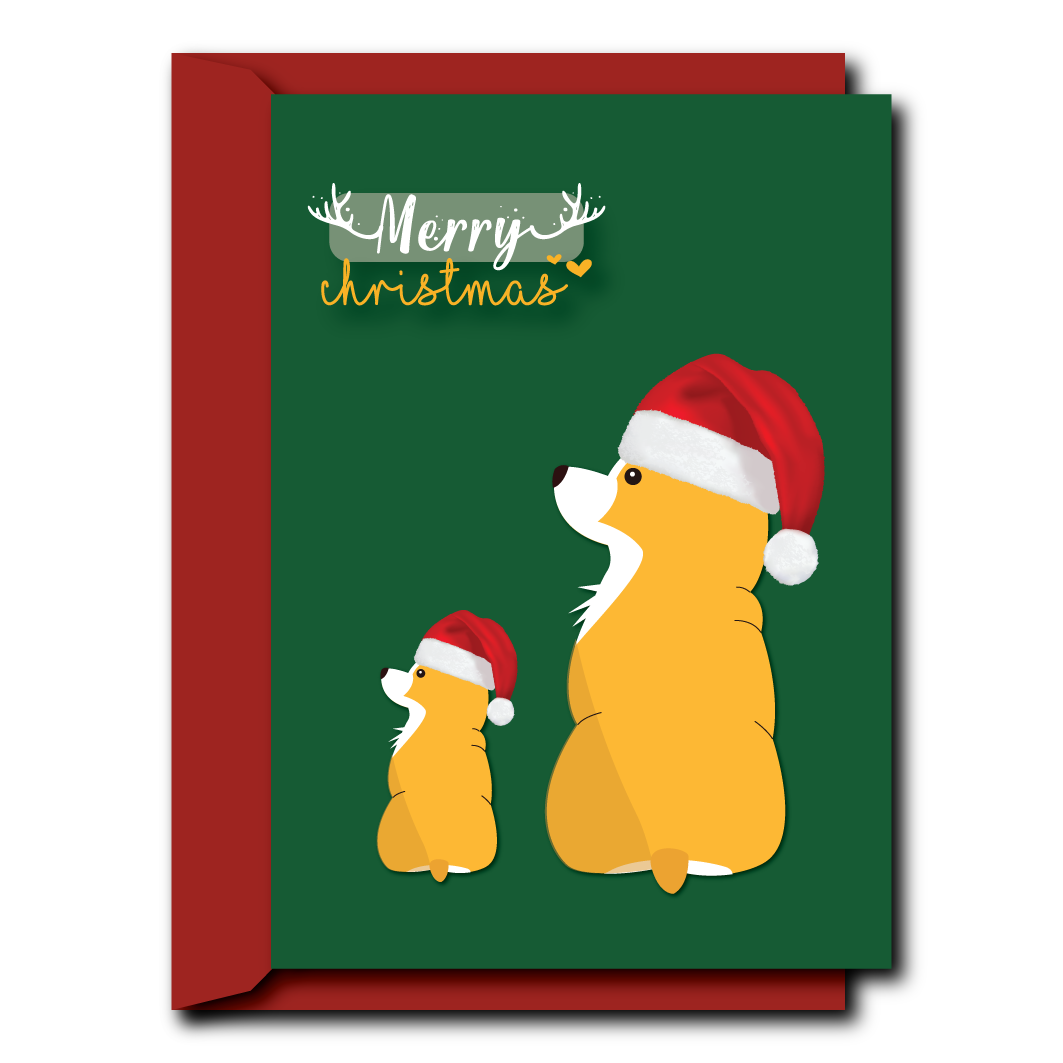 Corgi with Christmas hat | Christmas Card
