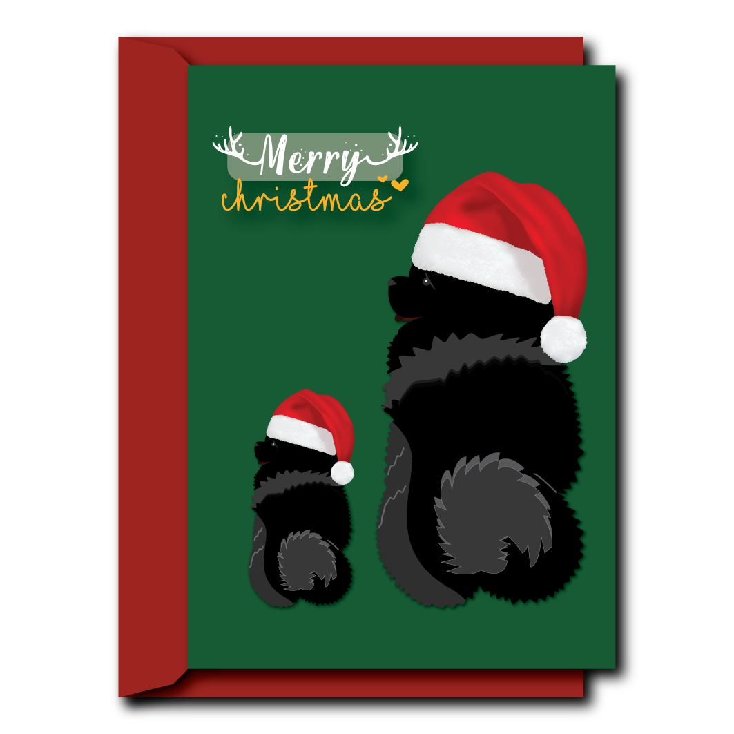 Chow Chow with Christmas hat | Christmas Card