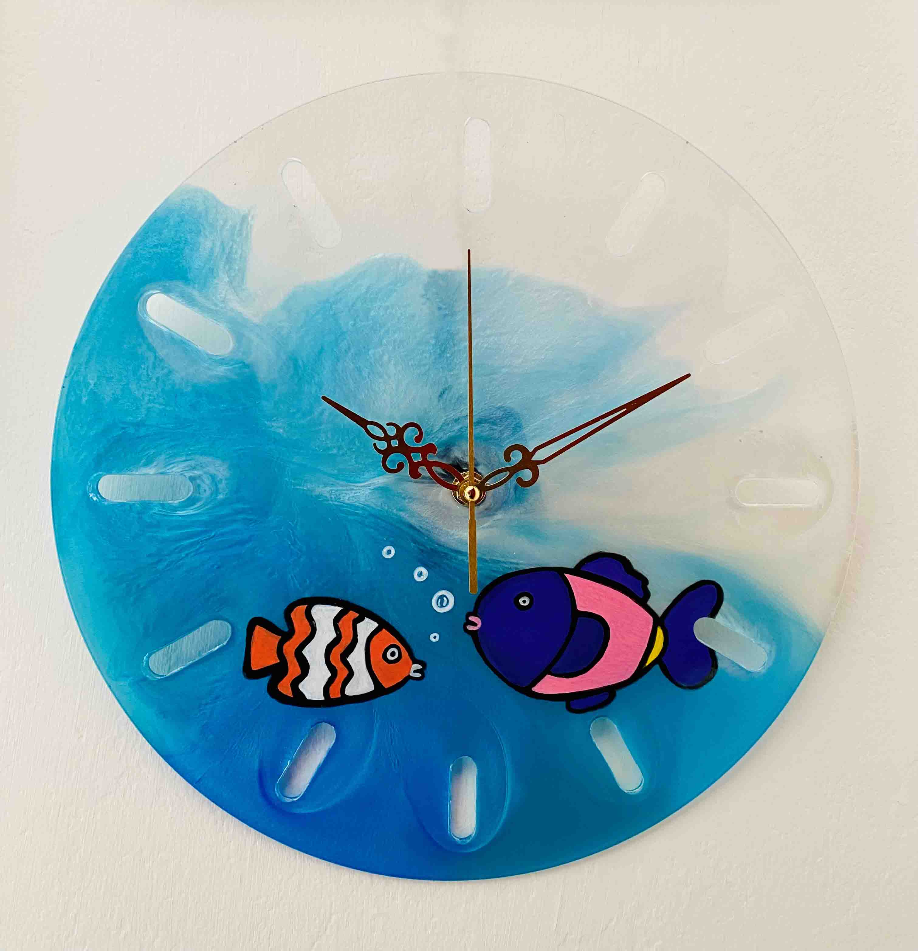 Waves and Fish Wall Clock