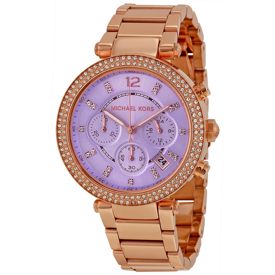 Michael Kors MK6169 Parker Chronograph Purple Gold-tone Ladies Watch