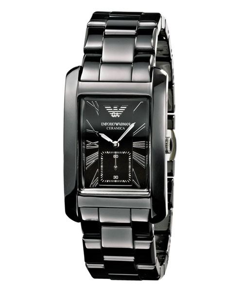 Emporio Armani Womens Watch AR1407 Quartz Roman Numerals Black Ceramic Tank 25mm Emporio Armani Womens Watch AR1407 Quartz | Mercari main image 3