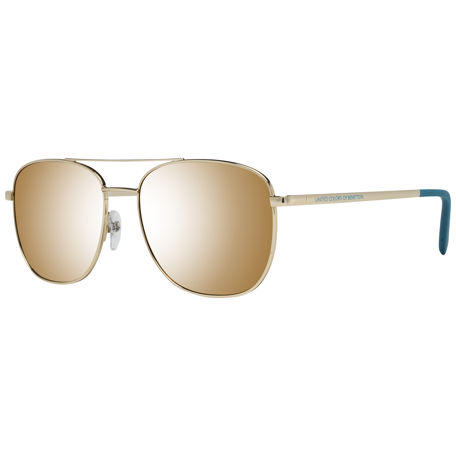 Benetton Sunglasses Men Silver Pilot-Aviator Green Lenses BE7034