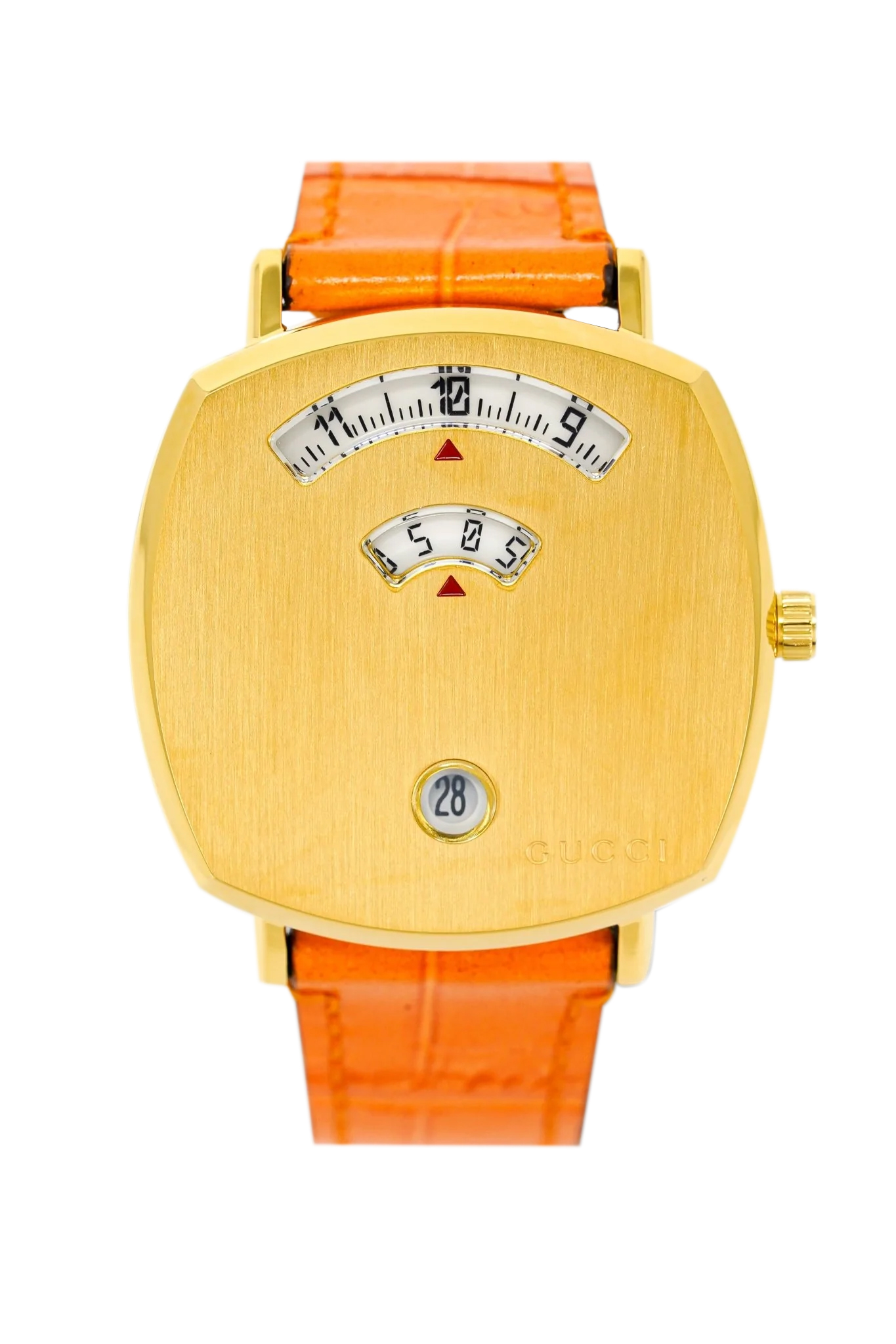 Gucci YGA15026 Men's Orange Leather Strap Watches