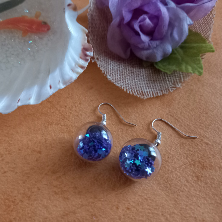 Bauble Earrings - Iridescent Purple Stars Bauble Earrings - Iridescent Purple Stars