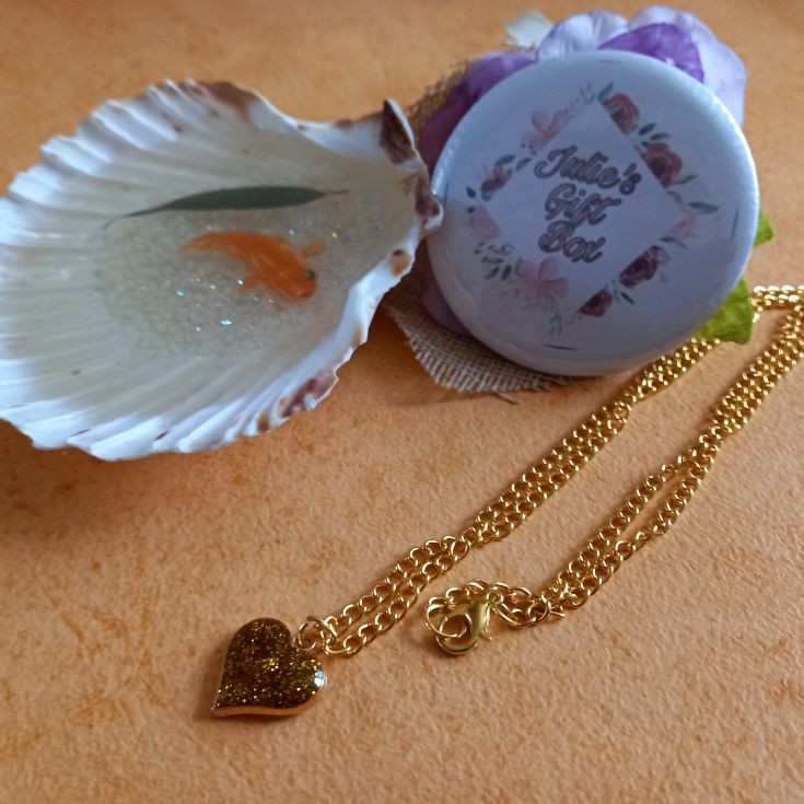 Glitter Heart Necklace - Gold Glitter Glitter Heart Necklace - Gold Glitter
