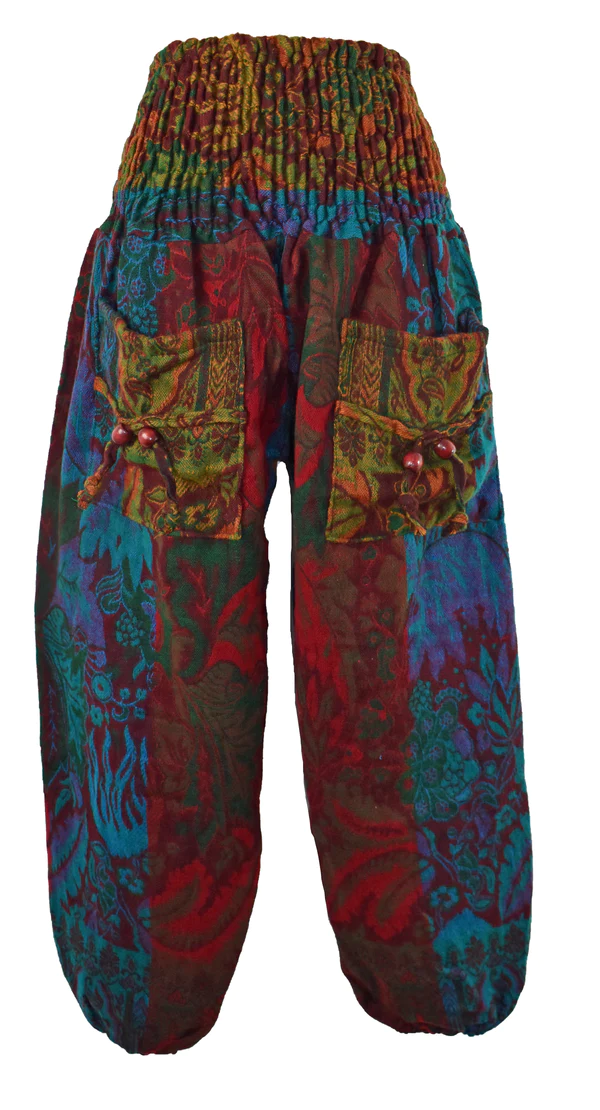 Acrylic Fleece Floral Harem Trousers