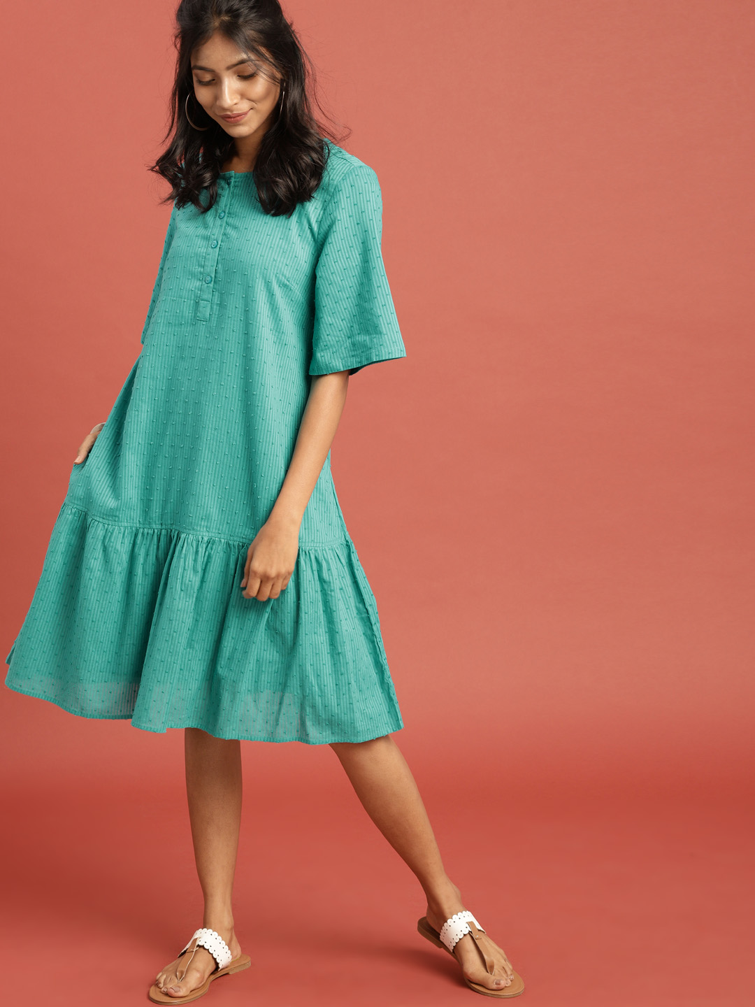 Turquoise Blue A-Line Kurta : L