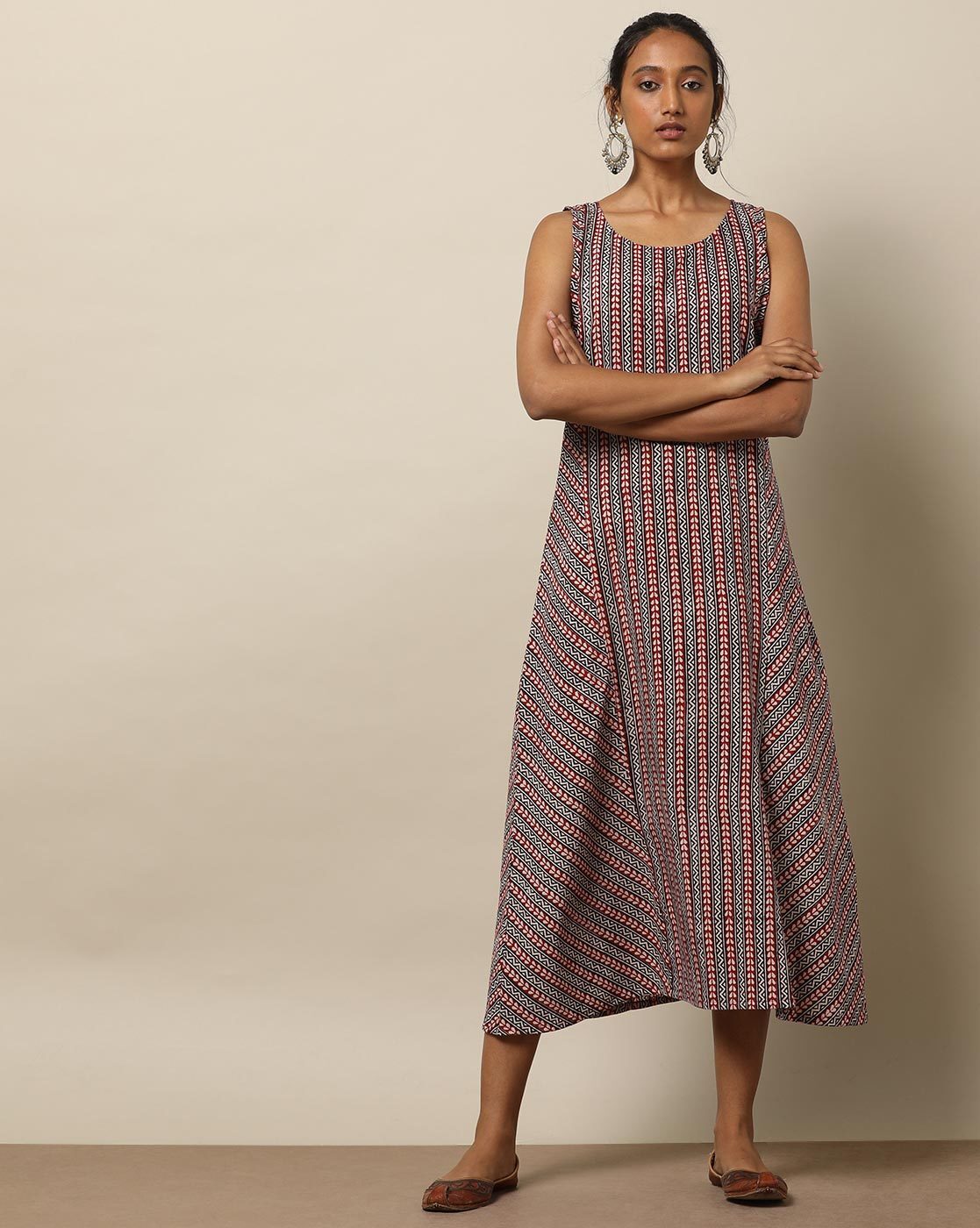 Sleeveless A-line Cotton Dress : S
