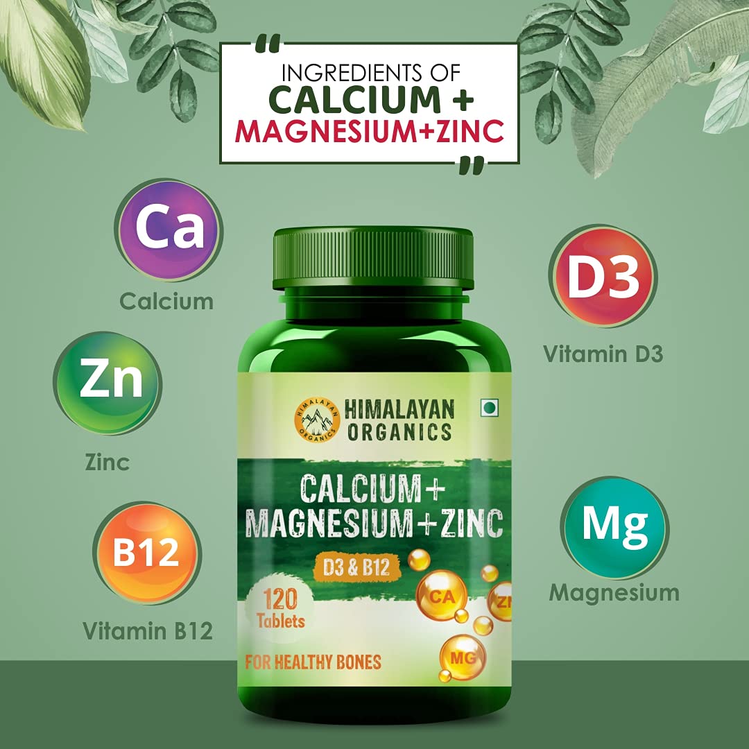 Calcium Magnesium Zinc Vitamin D3 & B12-120 Vegetarian Tabs