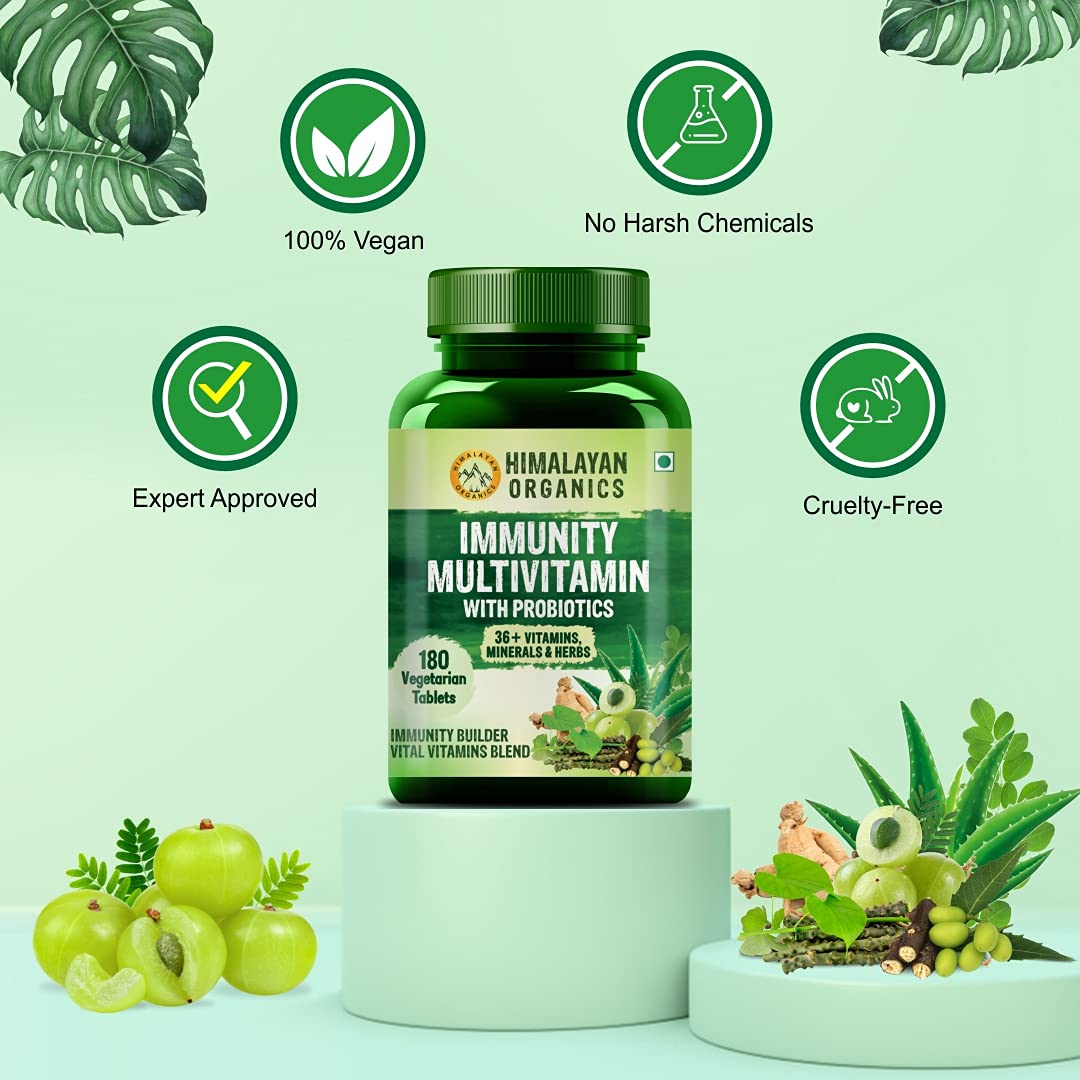Immunity Multivitamin with Probiotics with Vitamin C, D, K2, Zinc, Ginseng, Giloy, Biotin For Men & Women