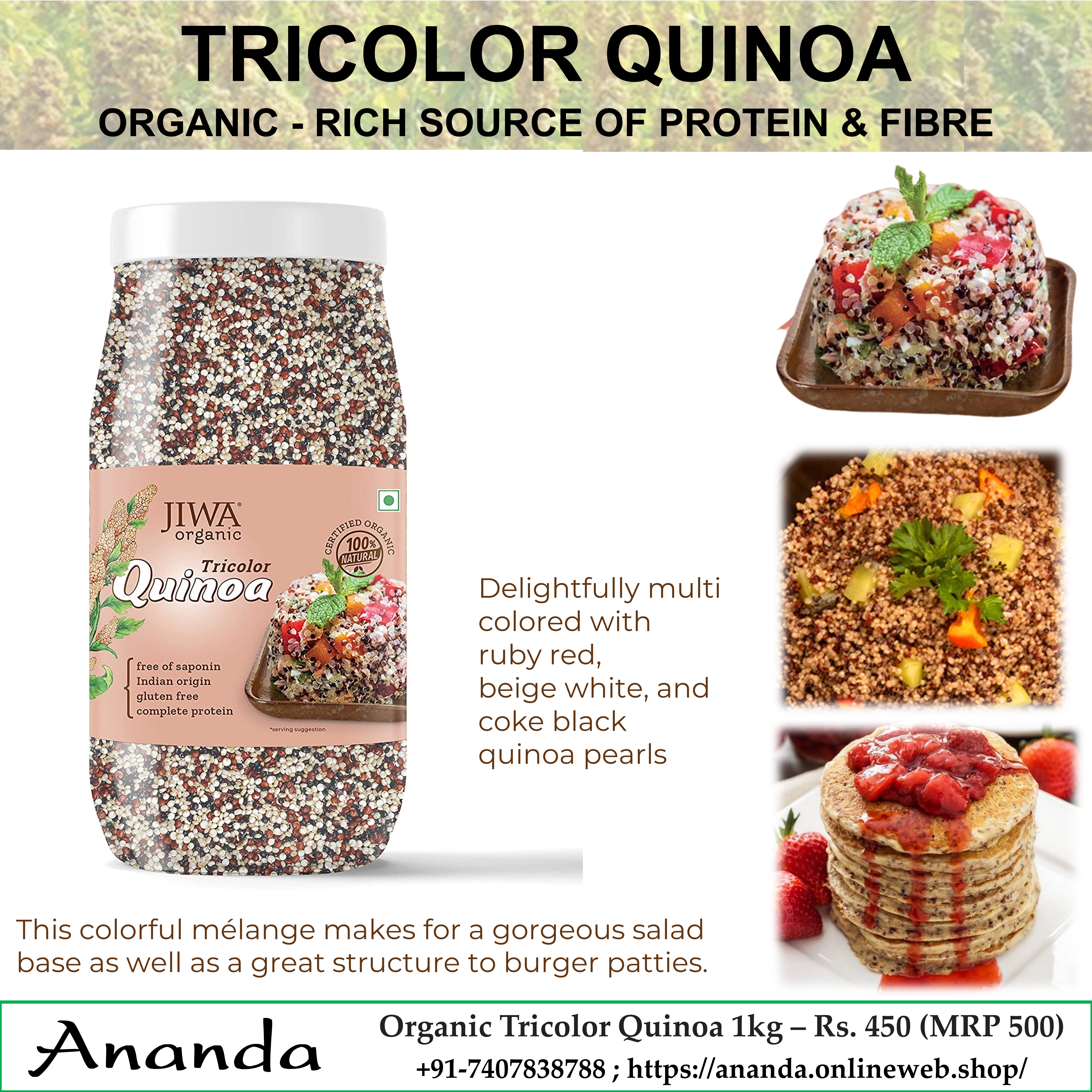 Organic Tricolor Quinoa 1 Kg