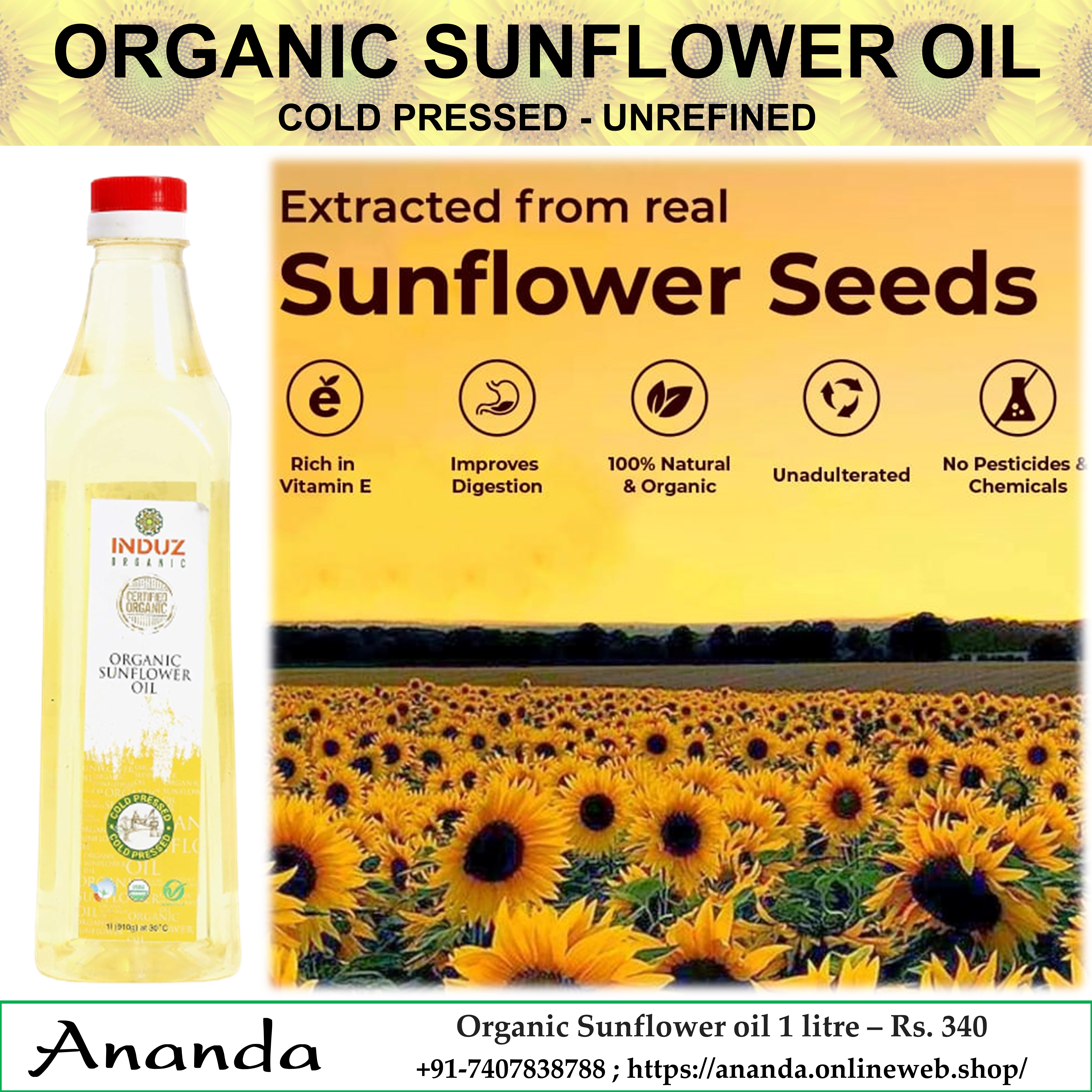 Organic Sunflower oi 1 ltire