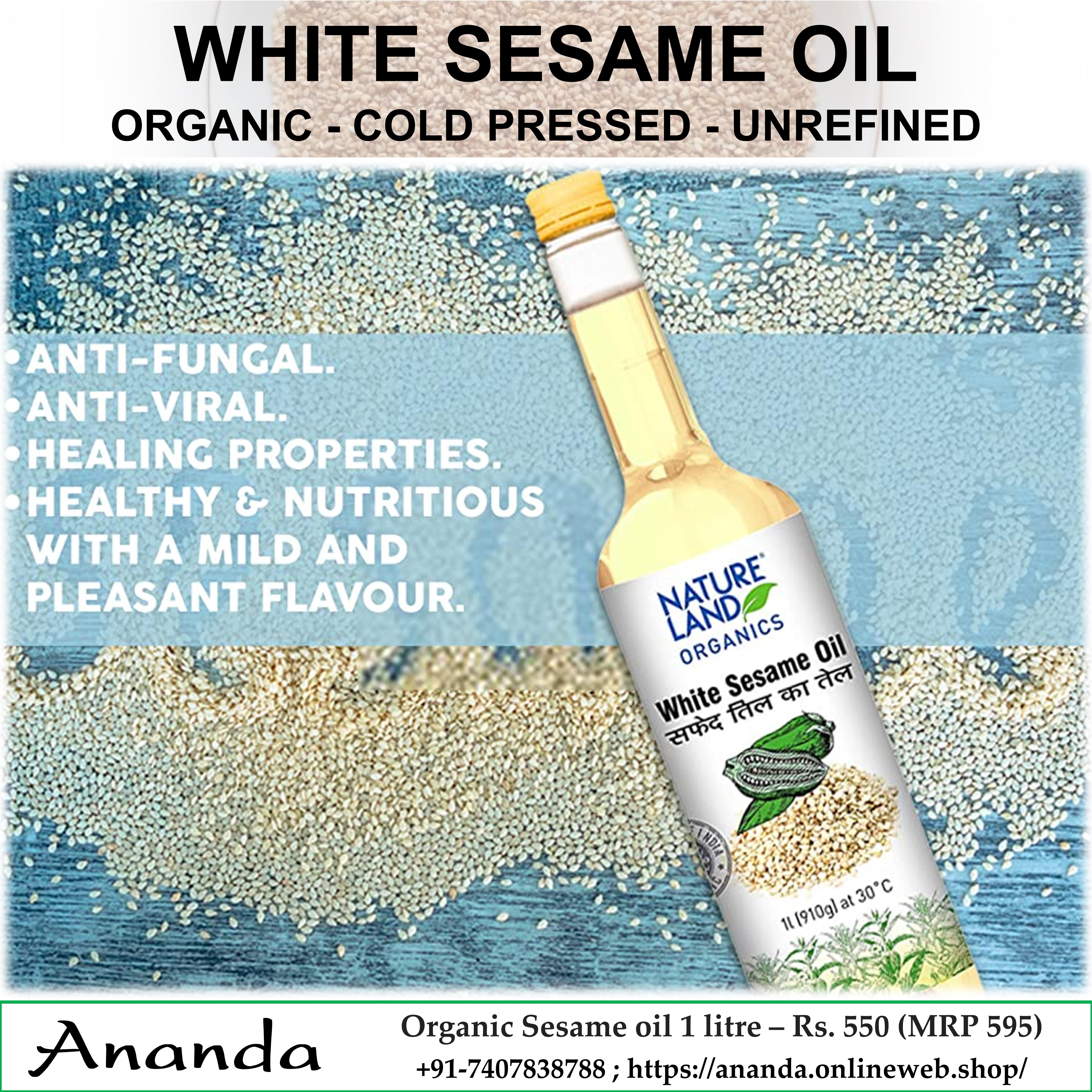 Organic White Sesame oil 1 litre