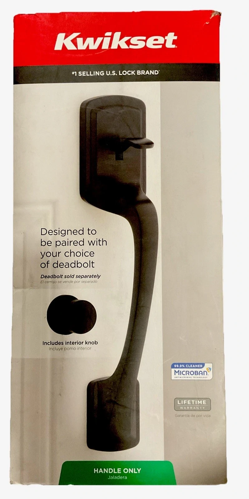 Kwikset Prague Matte Black Entry Door Handle Only with Pismo Door Knob No Lock