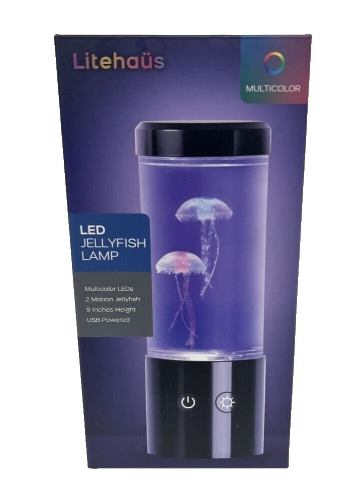 NEW SEALED 9 in. Black Indoor Jellyfish Table Lamp with RGB LED